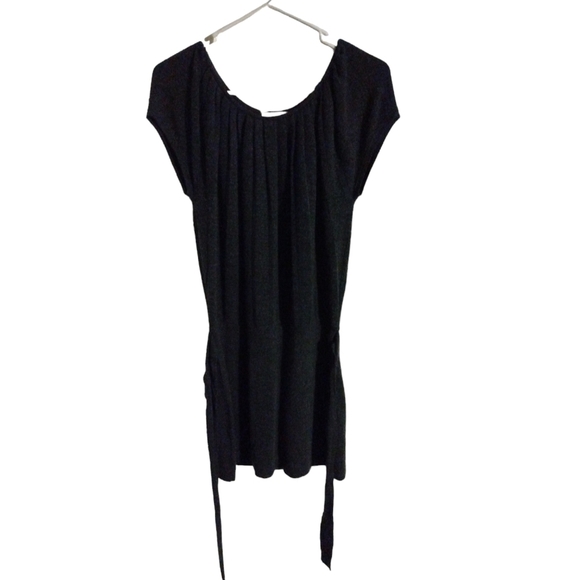 Merino Wool Blend Sweater Dress Ann Taylor Loft Gray Tie Belt Midi Minimalist XS - Picture 7 of 13